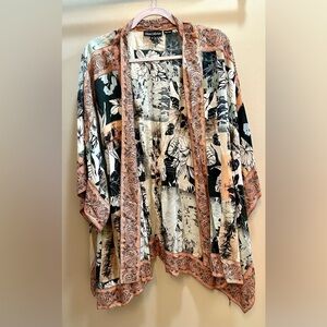 Anthropologie Tolani Women’s Open Front Longline Floral Boho Kimono Duster